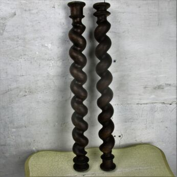 2 Reclaimed Solid Barley Twist Pieces Column Post Pillar Spiral Salvaged Trim