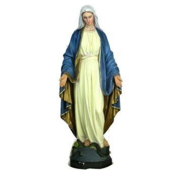 XL Virgin Mary Madonna Plaster Statue Polychrome Open Hands Snake with Apple WOW