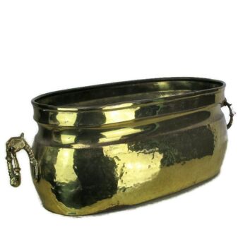 Gothic Vintage Brass Oval Planter Jardiniere flower pot Funky Dragon Handles HTF