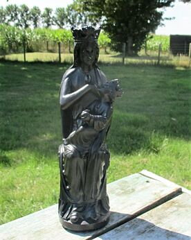 Black Madonna of Hal Halle with Child Virgin Mary Holy Mother Plaster Marked P.A.B.