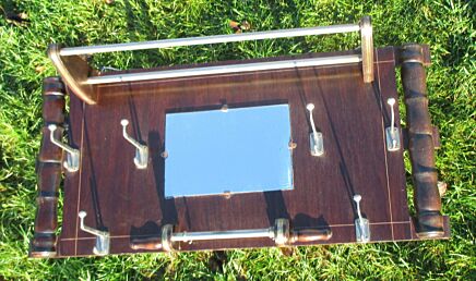 Stunning Large Vintage French Wooden Coat Hat Rack Mirror Art Deco Paris Bistrot