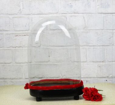 Antique Victorian Oval Hand Blown Glass Globe Dome Doll Clock Steampunk 12.20"