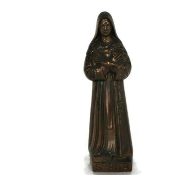 Small Statue St Rita of Cascia Brass Patroness Impossible Causes Collector 6.49"