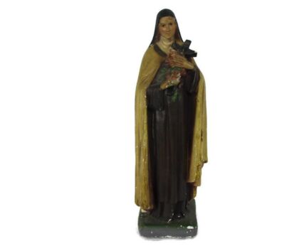 Small Statue Plaster Saint Therese Lisieux Little Flower of Jesus Sweet 8.07"