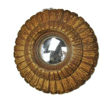Sunburst Starburst Wall Hanging Convex Mirror Mid Century Modernist Resin HTF