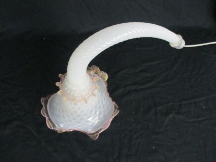 Venetian Murano Chandelier Part White Pink Arm Hand Blown Art Glass reclaimed