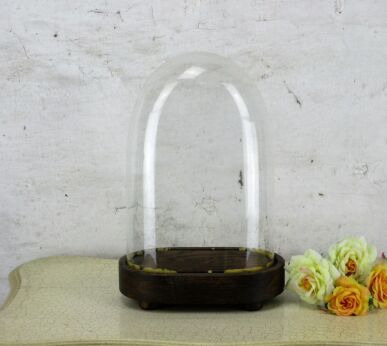 Antique Victorian Oval Hand Blown Glass Globe Dome Doll Clock Steampunk 11.81"