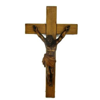 Hand Carved Wood Hanging Ornate Crucifix Wooden Corpus Jesus Christ Gorgeous