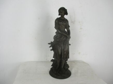 Gorgeous Sculpture Statue Spelter Barefoot Girl Romantic Lovely