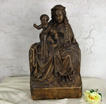 Large Statue Notre Dame Our Lady Hunnegem Plaster Virgin Mary Collector HTF