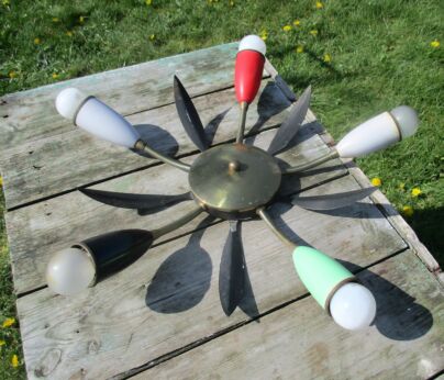 Authentic Italian 5 arm Spider atomic Flush Mount Chandelier era Stilnovo