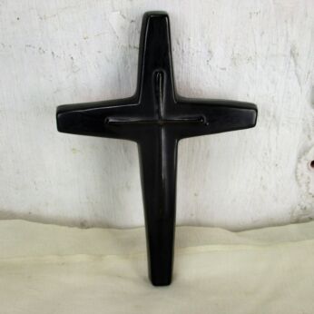 Small Mid Century Modern Ceramic Modernist Black Crucifix Era Amphora Perignem