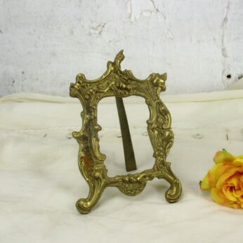 Vintage French Standing Brass Embossed Oval picture frame Ornate Rococo