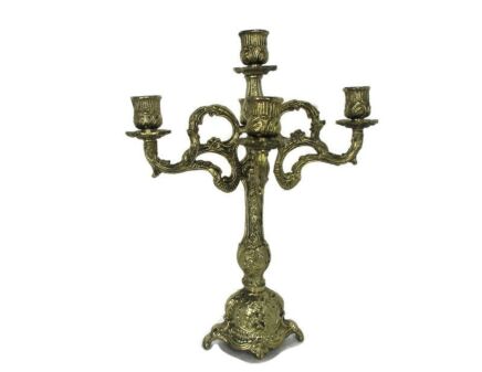 Vintage Gorgeous Brass Ornate Candle Holder Stick Candelabra 5 arm