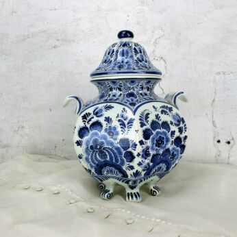 Delft Blue Faience Pottery Marked White Blue Serving Dish Centerpiece 6 Legs HTF