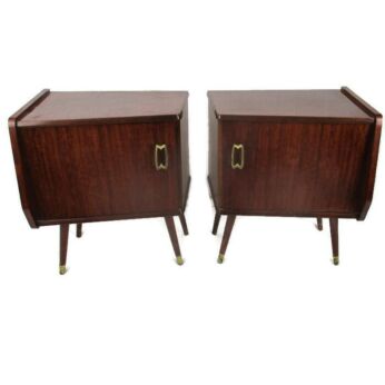 Retro Pair Couple Vintage Nightstands End tables Mid Century Modern Wood