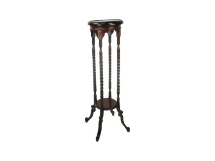 Art Deco Tall Barley Twist Carved wood Pedestal Display Side Table Plant Stand