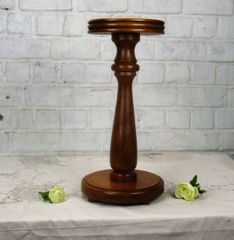 Small Oak Pedestal Table Plant Stand Side Table Vintage