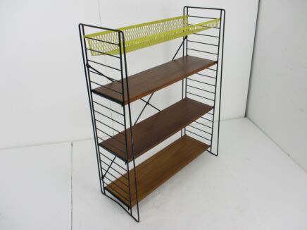 Retro Authentic Tomado 60s Midcentury Design Standing Wall Shelf Unit Rack Teak Rare A.D. Dekker Design Etagere Funky