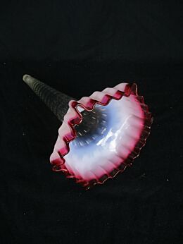 Venetian Murano Chandelier Part White Cranberry Spindle Italian Glass Reclaimed
