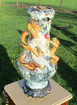 Mid century Modern Large Vase Dragon Fat Lava Germany? Ceramic Stunning Rare