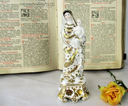 Beautiful Antique 1900 Vieux Paris Porcelain Bisque Statue Virgin Mary 9.25"