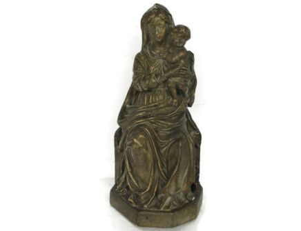 VIntage Statue Sitting Our Lady Virgin Mary Infant Sedes Sapientiae Plaster Gorgeous