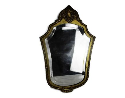 Wooden Mirror Marked Dollanzo Baroque Style Hollywood Regency Beveled Glass