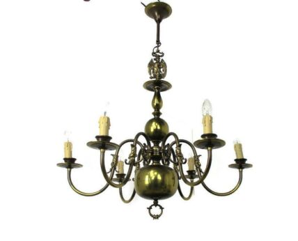 Flemish Dutch Chandelier 6 Arm Lights Brass Eagle Barn Farm Countryhouse Style