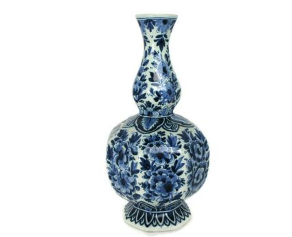 Beautiful Bulbed Vase Delft Holland Blue White Porcelain Marked OUD Delft Gorgeous Hand Painted