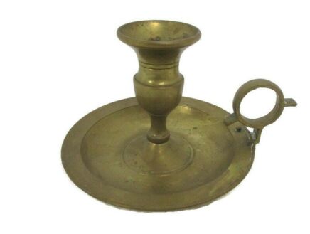 Antique   Brass Candle Holder Candle Stick   Chamber stick HTF