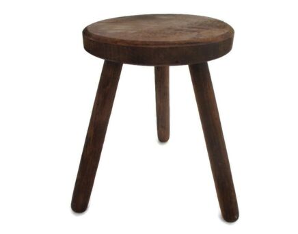 Vintage Hand Carved wood Tripod Milking Stool Table Pedestal Barn Country Style Funky Authentic