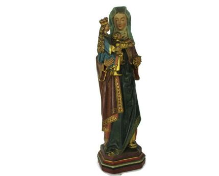 Antique 1900 Statue Trinity Saint Anne Virgin Mary Infant Jesus Plaster Rare WOW