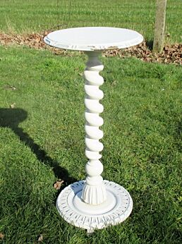White Painted wood Barley Twist Pedestal Display Table Plant Stand 34"