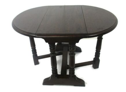 Antique Wooden Oval Drop Leaf Gate Table Foldable Gorgeous Victorian Style Barn Country