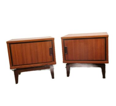 Pair Couple Vintage Wooden Nightstands End tables Mid Century Modern Authentic