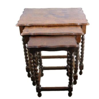 Vintage Barley Twist Nesting Side Tables set of 3 Gorgeous Hand Carved