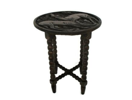 Ornate hand Carved Wooden Table Deer Mountain goats Coffee Side Table WOW