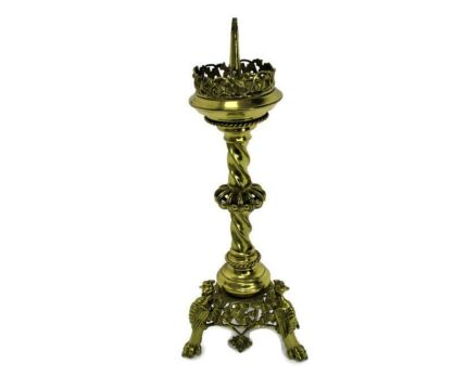 Gothic Large Candle Holder Candlestick Church Altar Brass Gargoyles Birds Dragon
