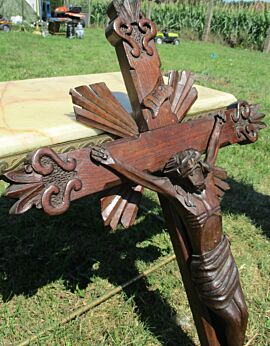 Vintage Lovely Large Carved Wood Hanging Crucifix Cross Jesus Christ 26.18"
