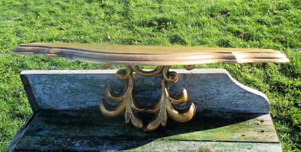 Wall Shelve Rack Hollywood Regency style Green Gold Wood