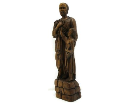 Statue Saint Joseph Protector of Homes Infant Jesus Statue Chapel  Hand Carved Wood
