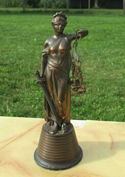 Small Statuette lady of Justice Brass Vintage Balance Sword