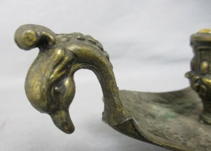 Gothic Vintage Brass Ornate Candle Holder Phoenix Griffin Dragon Italian Italy