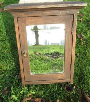 Antique French Medicine Bathroom Wall Cabinet Beveled Glass mirror Apothecary