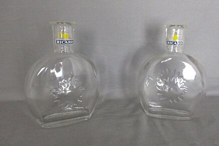 Two French Ricard Pitchers Water Carafe Pastis Apero France Collector HTF