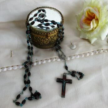 Vintage Brown Green resin Rosary Catholic Nun Necklace Prayer Beads Decorative