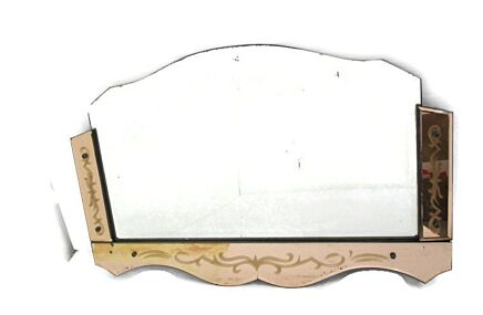 Art Nouveau Mirror Pink Edges Flowers Venetian Ornate Art Deco Beveled glass Vanity Dresser Hallway