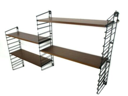 Mid Century Modern Tomado Wall Shelving Unit Teak Dutch Design Adjustable Retro Book Double Shelve Marked