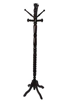 Standing Hall Tree Coat Hallway Rack Wood Barley Twist Stem Vintage Barn Country
